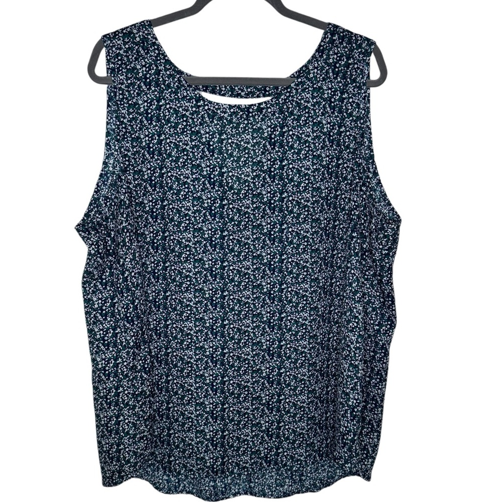 Stitch Fix Papermoon Navy & Green Print Cutout Back Sleeveless Blouse - Size 3X